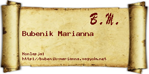 Bubenik Marianna névjegykártya